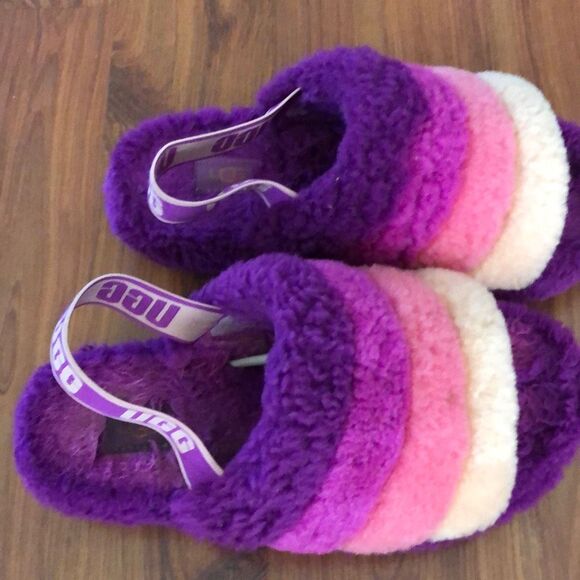 Ugg Fluff Purple and pink slides slippers size 7 - Picture 2 of 7